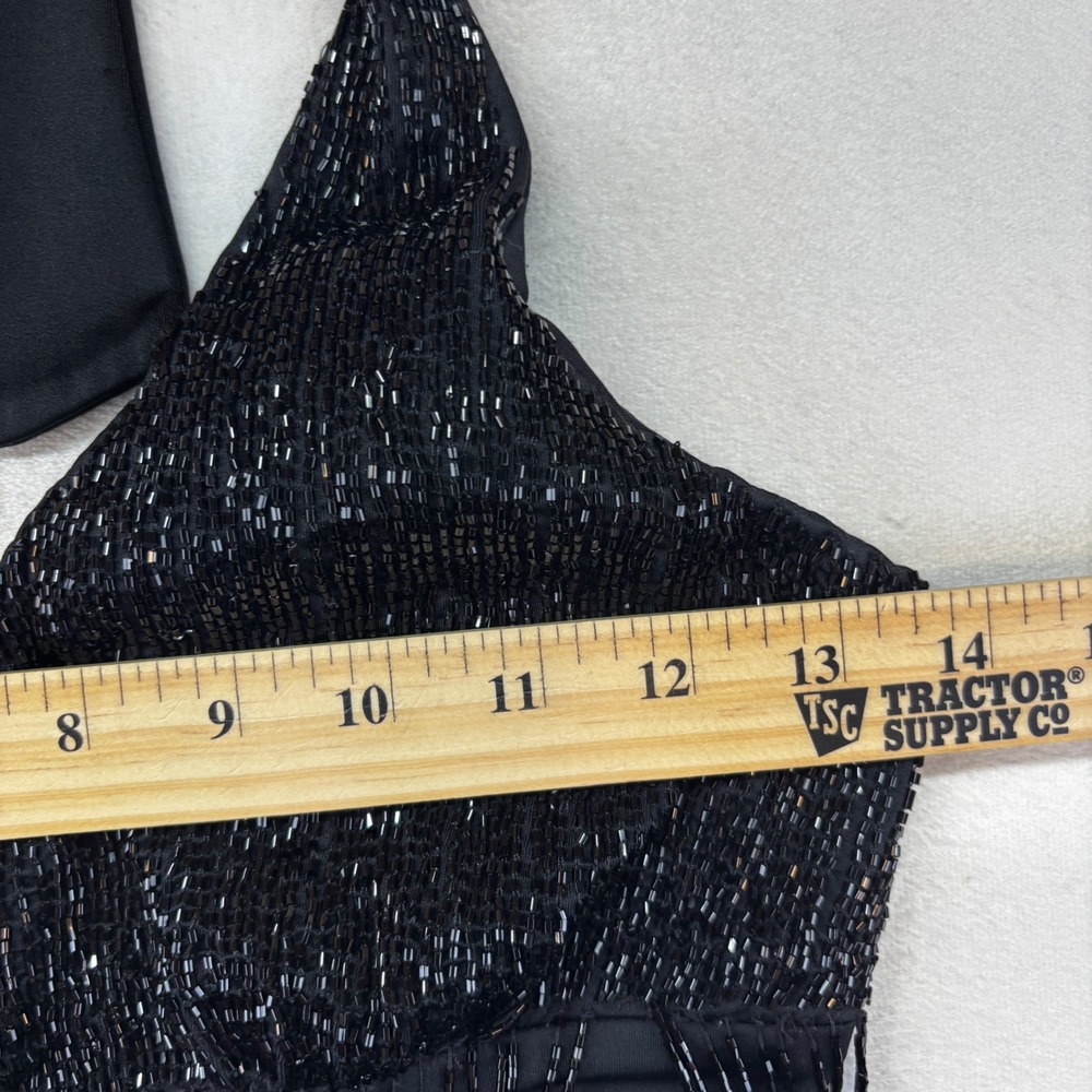 Amita Naithani Black Fringe Halter suit Size 6 Lace Trim Festival Boho - Picture 5 of 9
